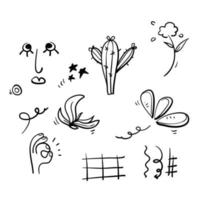 Big set of hand drawn various shapes and doodle objects. Abstract vector illustration. doodle style