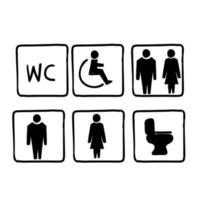 hand drawn doodle toilet icon set illustration vector isolated