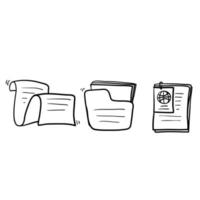 Simple Set of Documents Related Vector Line Icons with hand drawn doodle style vector isolated