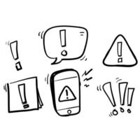 Simple Set of hand drawn Warnings Related Vector Line Icons. doodle style