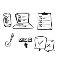 hand drawn Simple Set of Survey Related Vector Line Icons with doodle style vector