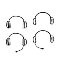 hand drawn doodle headphone icon set illustration vector isolated background