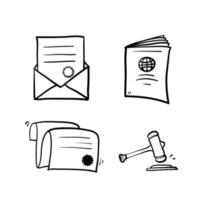 hand drawn doodle set of legal document icon illustration symbol vector