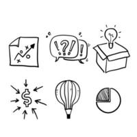 hand drawn Simple Set of Startup Related Vector Line Icons. doodle style vector isolated