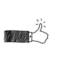 hand drawn doodle thumb icon illustration vector with drawing style
