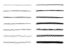 Vector set of hand drawn underline.