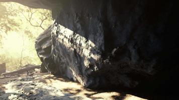 sun beams in stone cave video