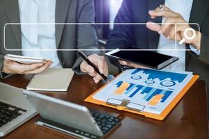 Searching Browsing Internet Data Information with blank search bar.business working with smart phone, tablet and laptop in office. Networking Concept photo