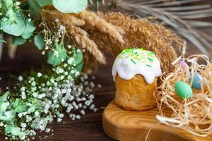 Easter cake sweet treat pastry holiday dessert kulich festive food background photo