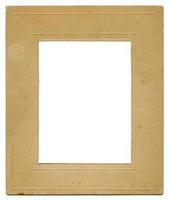 Old aged cardboard photo frame template isolated on white background. Mock up