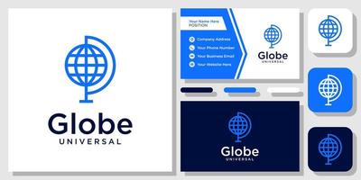 Globe Circle Internet Earth Sphere World Planet Global Union Logo Design with Business Card Template vector