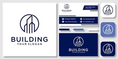 Building Apartment Residential City Town Real Estate Modern Logo Design with Business Card Template vector