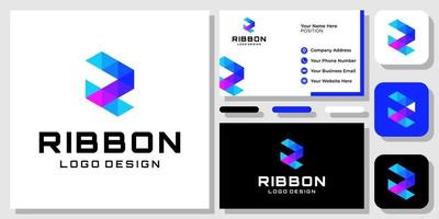 Initial letter R geometric colorful triangle modern monogram vector logo design with business card