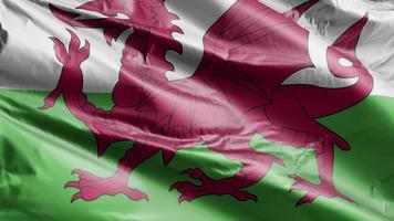 Wales-Flagge weht langsam auf der Windschleife. das wales-banner wiegt sich sanft im wind. voll ausfüllender Hintergrund. 20 Sekunden Schleife. video