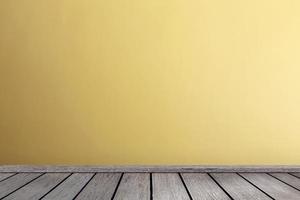 salón en tonos amarillos pared interior parqué suelo de madera con espacio para copiar foto