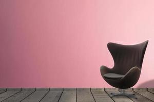 living room in pink tones wall with chair in a waiting room interior parquet wood floor with copy space photo