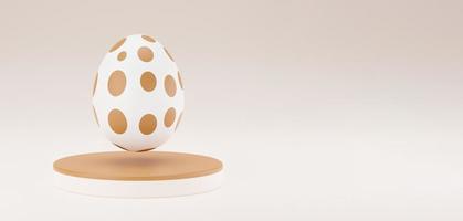 Easter egg on podium 3d render illustration. happy easter day concept. minimal scene with pedestal and egg. photo