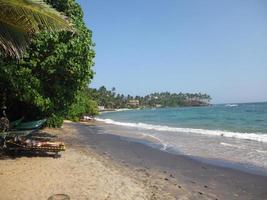 pequeña playa en la laguna en sri lanka foto