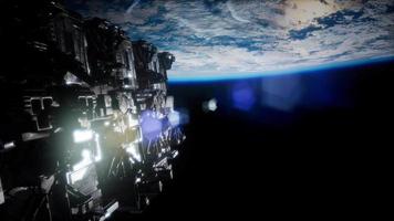 Spaceship with View on Space and Planet Earth video