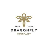 Elegant dragonfly with leaf logo design