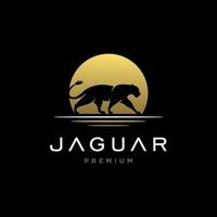 Silhouette of Jaguar Lion Panther Cheetah Tiger logo design vector