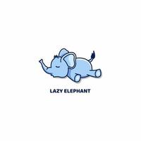 Lazy Elephant Sleeping Cartoon, Vector Illustration