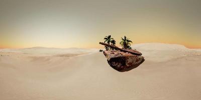 VR 360 old rusty tank in the desert at sunset video