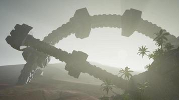old rusted alien spaceship in desert. ufo video