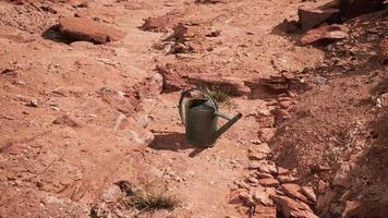 lata de bebida no deserto de areia e rochas video