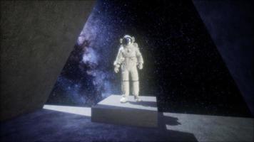 astronaut on space base in deep space video