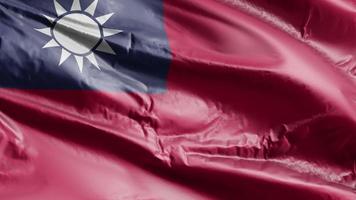 Taiwan flag waving on the wind loop. Taiwanese banner swaying on the breeze. Full filling background. 10 seconds loop. video