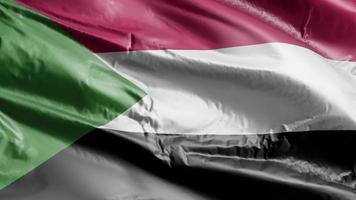 Sudan flag waving on the wind loop. Sudanese banner swaying on the breeze. Full filling background. 10 seconds loop. video