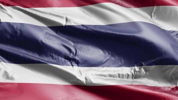 thailand vlag zwaaien op de wind-lus. thaise banner zwaaiend op de bries. volledige vulling achtergrond. 10 seconden lus. video