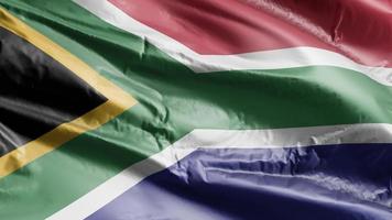 South Africa flag waving on the wind loop. South African banner swaying on the breeze. Full filling background. 10 seconds loop. video