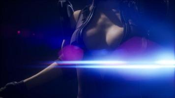 cyberpunk young woman, futuristic style video