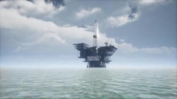 Large Pacific Ocean offshore oil rig drilling platform video