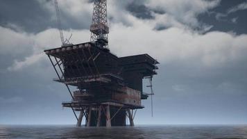 Large Pacific Ocean offshore oil rig drilling platform video