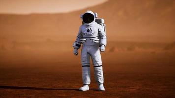 Astronaut on Mars Surface. Red Planet Covered in Gas and rock video