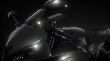 moto sport bike in dark studio with bright lights video