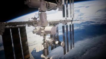 International Space Station in outer space over the planet Earth video