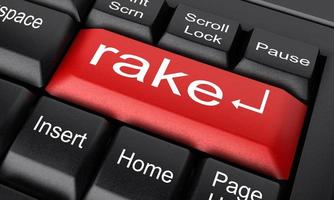 rake word on red keyboard button photo