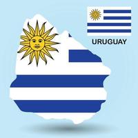 mapa de uruguay y fondo de bandera vector