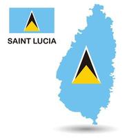 mapa de santa lucía y fondo de bandera vector