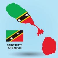 Saint kitts y nevis mapa y fondo de bandera vector