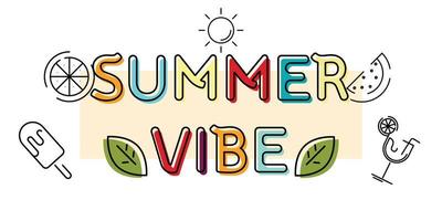 arte de texto de ambiente de verano con elemento de icono de verano adecuado para su proyecto temático de verano vector