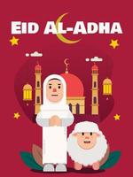 eid al adha ilustración plana tarjeta de felicitación vector