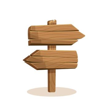 Realistic wooden pointer, billboard, signboard, Vector. Blank banner set. Rustic signpost for country design. blank pointer wood texture. Arrow road guidepost, symbol of adventure and navigation. vector