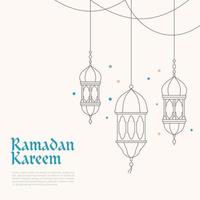 ilustración vectorial del ornamento de la linterna ramadán en estilo delineado. adecuado para el elemento de diseño de la tarjeta de felicitación ramadan kareem, afiche y pancarta de tema islámico. vector