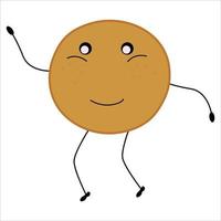 Cute pancake with funny face, hands and legs on a white background. EPS 10. vector