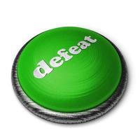 defeat word on green button isolated on white photo